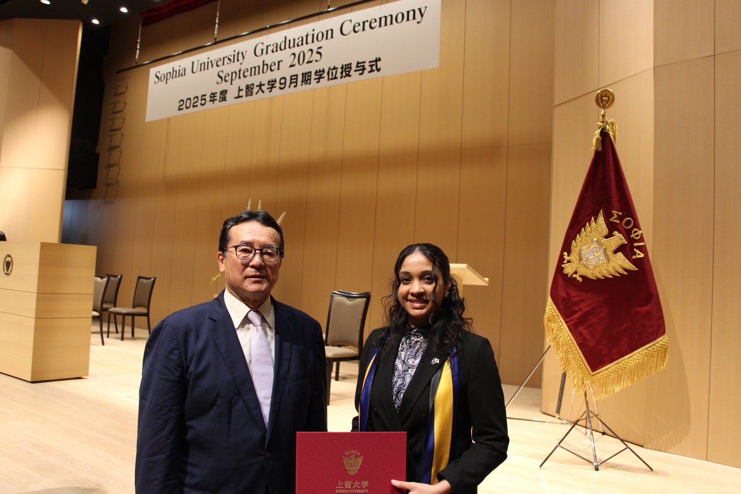 第1期UWI留学生が上智大学大学院を卒業